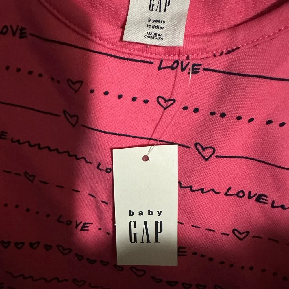 GAP Pink Love Print Kids Dress NWT